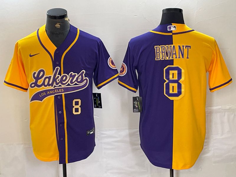 Men Los Angeles Lakers 8 Bryant Yellow purple Jointly Nike 2024 NBA Jersey style 2